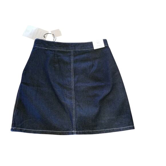 Cotton On Jean Skirt Womens 6 90s Denim A Line Mini Dark Wash Prep Dark Academia - Picture 2 of 5